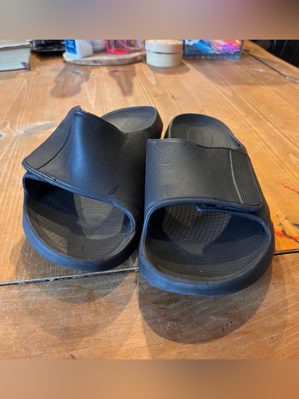 Oofos mens Ooah sport flex recovery slide sandals black mens 13 womens 15